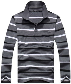 长袖正价条纹男士t恤批发便宜纯棉男装翻领价格 厂家 图片